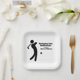 Gepensioneerde golfspeler Swinging in Pensioen-mod Papieren Bordje