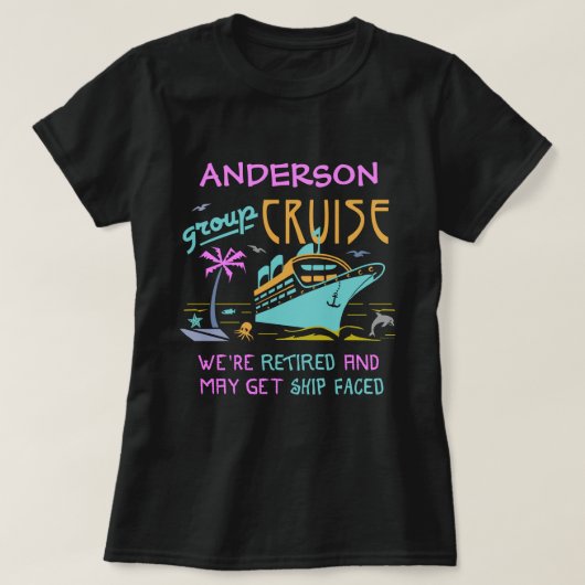 Gepensioneerde groep cruise Funny Ship Faced Perso T-shirt (Design voorkant)