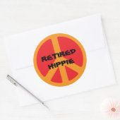 Gepensioneerde hippie ronde sticker (Envelop)