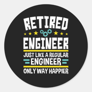 Gepensioneerde ingenieur Grappig pensioen gelukkig Ronde Sticker