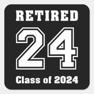 Gepensioneerde Klasse van 2024 Collegiate Sports D Vierkante Sticker