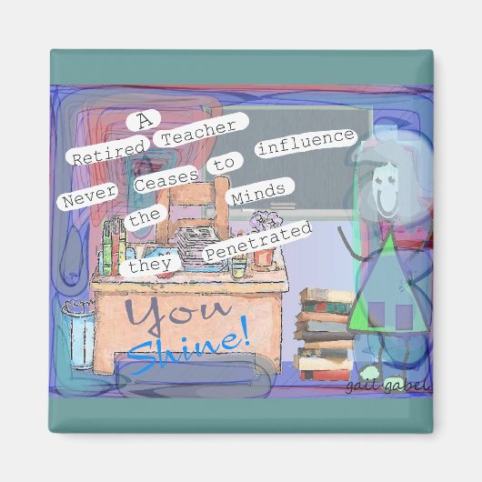 Gepensioneerde kunstgeschenken magneet (Voorkant)