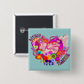 Gepensioneerde leraar Artsy Retro Heart Vierkante Button 5,1 Cm (Voorkant /achterkant)