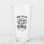 Gepensioneerde leraar Hoofd school Aangepast pensi Glas (Voorkant)