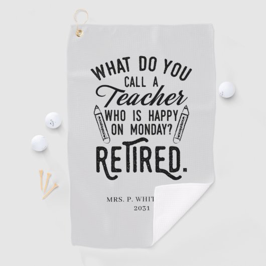 Gepensioneerde leraar Hoofd school Aangepast pensi Golfhanddoek (Insitu)