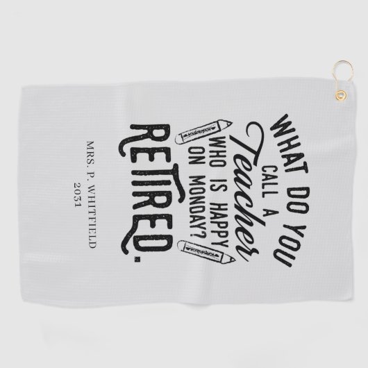 Gepensioneerde leraar Hoofd school Aangepast pensi Golfhanddoek (Horizontaal)