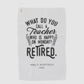 Gepensioneerde leraar Hoofd school Aangepast pensi Golfhanddoek (Voorkant)