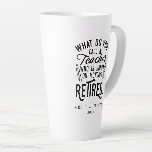 Gepensioneerde leraar Hoofd school Aangepast pensi Latte Mok (Rechterhoek)