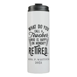 Gepensioneerde leraar Hoofd school Aangepast pensi Thermosbeker