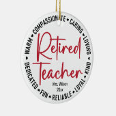 Gepensioneerde leraar kwaliteiten aangepaste naam  keramisch ornament (Rechts)