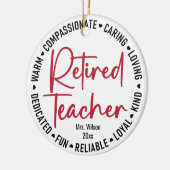 Gepensioneerde leraar kwaliteiten aangepaste naam  keramisch ornament (Links)