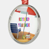 Gepensioneerde leraar, strandtafereel (herzien) ke metalen ornament (Links)
