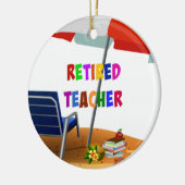 Gepensioneerde leraar, strandtafereel (herzien) keramisch ornament (Links)