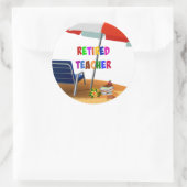 Gepensioneerde leraar, strandtafereel, ronde sticker (Tas)