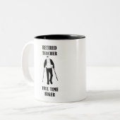 Gepensioneerde leraar voltijds motorrijder tweekleurige koffiemok (Voorkant links)