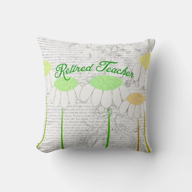 Gepensioneerde leraar Whimsical Daisies Pillow Kussen (Voorkant)