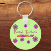 Gepensioneerde leraren Assistent Retro Flowers Sleutelhanger (Voorkant)