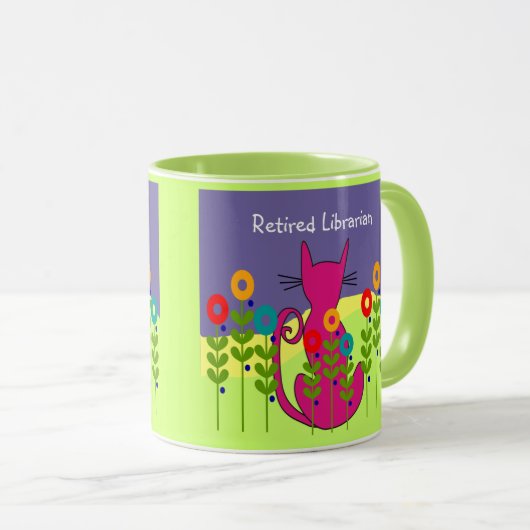 Gepensioneerde Librarian Cat Mok (Voorkant rechts)