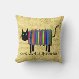 Gepensioneerde librarische boekenkat PIllow Kussen
