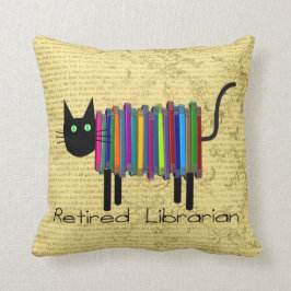 Gepensioneerde librarische boekenkat PIllow Kussen