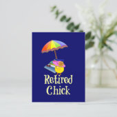 Gepensioneerde meid - Witte tekst op donkere achte Briefkaart (Staand voorkant)