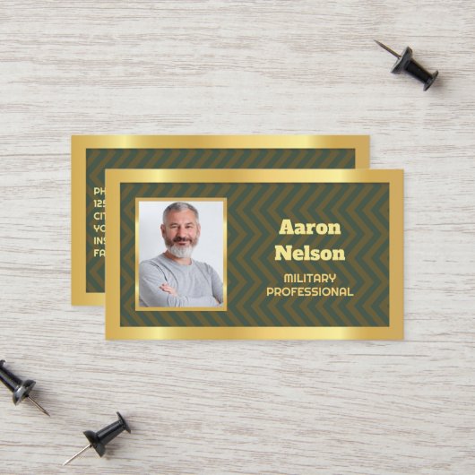 Gepensioneerde militaire foto contactkaartje (Voorkant / Achterkant in situ)