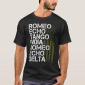 Gepensioneerde militaire Mannen Vrouwen Phonetisch T-shirt (Voorkant)
