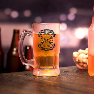 Gepensioneerde monteur Fulltime Opa Typografie Matglas Bierpul