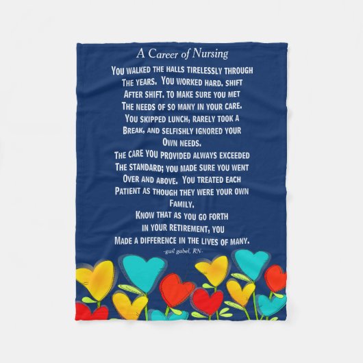 Gepensioneerde Nurse Poem Fleece Blanket marine Deken (Voorkant)