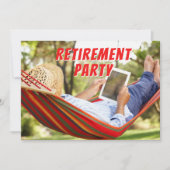 Gepensioneerde ontspannende hangmat-feestuitnodigi kaart (Voorkant)