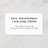 Gepensioneerde piloot surfen pensioen GRAPPIG Visitekaartje (Achterkant)