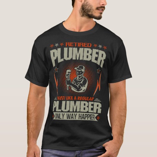 Gepensioneerde Plumber net als een gewone manier v T-shirt (Voorkant)