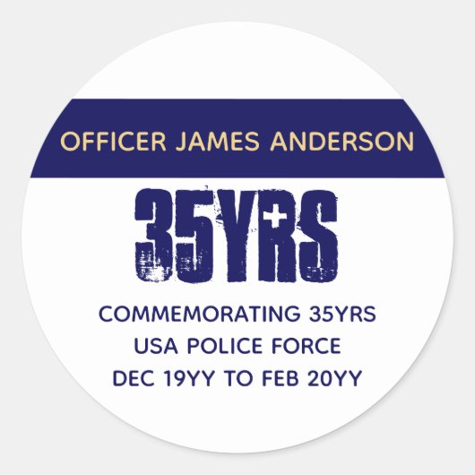 Gepensioneerde politieagent Thin Blue Line geperso Ronde Sticker (Voorkant)