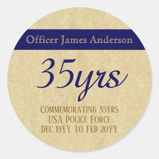 Gepensioneerde politieagent Thin Blue Line geperso Ronde Sticker (Voorkant)