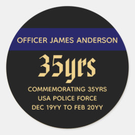 Gepensioneerde politieagent Thin Blue Line geperso Ronde Sticker