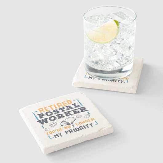 Gepensioneerde postarbeider Mailman Retirement Pri Stenen Onderzetter (Zijkant)