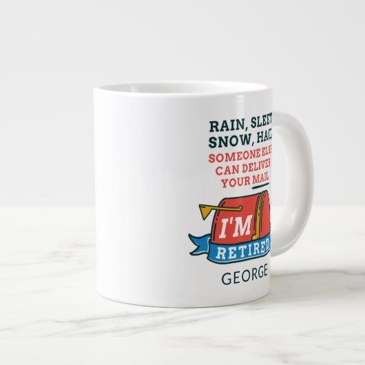 Gepensioneerde postbeambte Aangepaste postbode Pen Grote Koffiekop (Voorkant rechts)