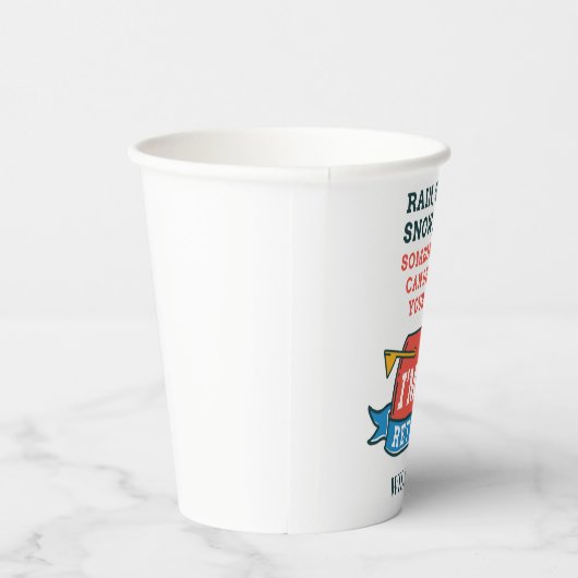 Gepensioneerde postbeambte Aangepaste postbode Pen Papieren Bekers (Rechts)