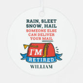 Gepensioneerde postbeambte Keepsake Mailman Pensio Metalen Ornament (Achterkant)