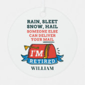 Gepensioneerde postbeambte Keepsake Mailman Pensio Metalen Ornament (Voorkant)