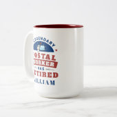 Gepensioneerde postbeambte Mailman Retirement Funn Tweekleurige Koffiemok (Voorkant links)