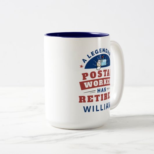 Gepensioneerde postbeambte Mailman Retirement Funn Tweekleurige Koffiemok (Voorkant rechts)