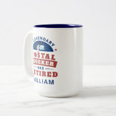 Gepensioneerde postbeambte Mailman Retirement Funn Tweekleurige Koffiemok (Voorkant links)