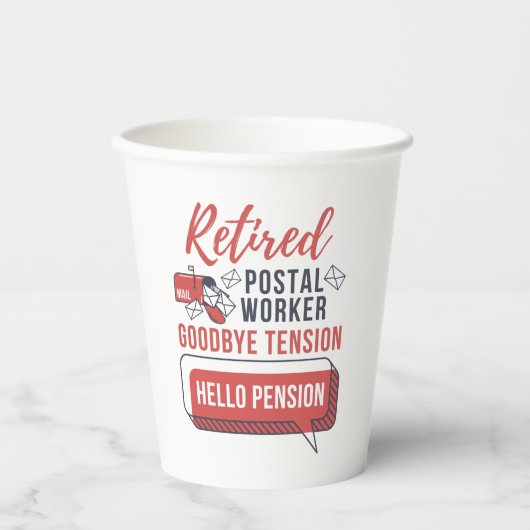 Gepensioneerde postbeambte Mailman Retirement Papieren Bekers (Voorkant)