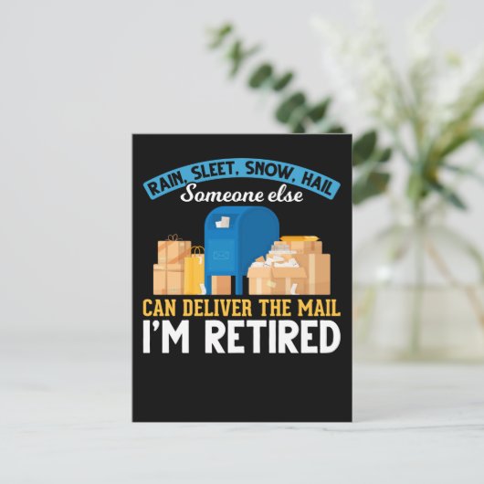 Gepensioneerde postbode briefkaart (Staand voorkant)