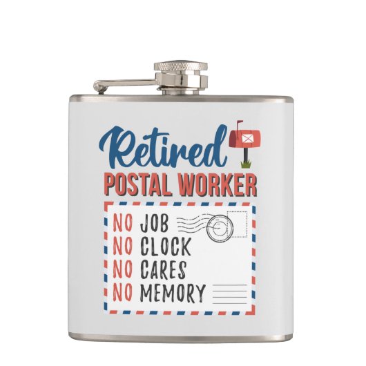 Gepensioneerde Postbode Pensioen Heupfles (Voorkant)