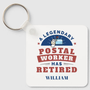 Gepensioneerde Postmedewerker Typografie Persoonli Sleutelhanger