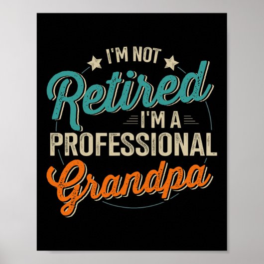 Gepensioneerde professionele opa vaders dag verjaa poster (Voorkant)