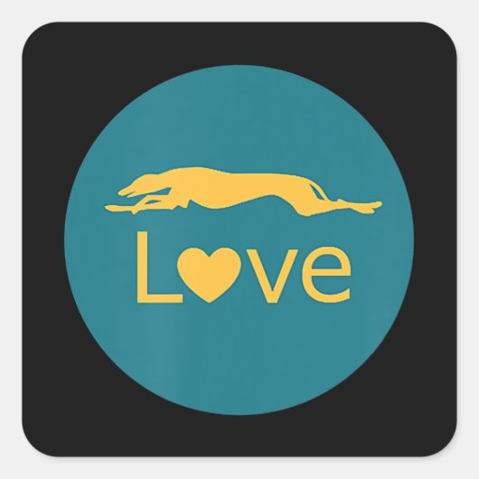 Gepensioneerde Racing Greyhound Love Vierkante Sticker (Voorkant)