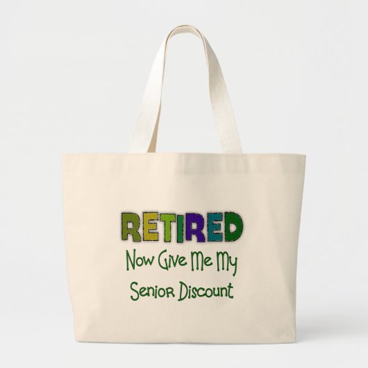 Gepensioneerde SENIOR KORTING Grote Tote Bag (Voorkant)